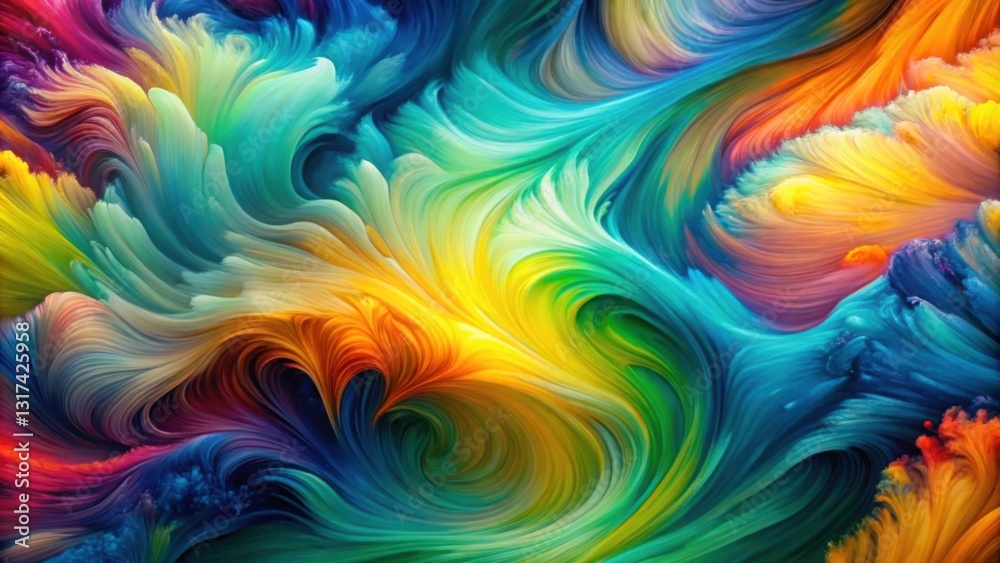 Leinwandbilder a vivid abstract art piece of flowing colors and shapes, reflecting the interplay of hues in a fluid
