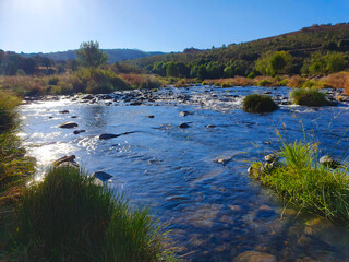 Landscape of Alagon river in Spain.