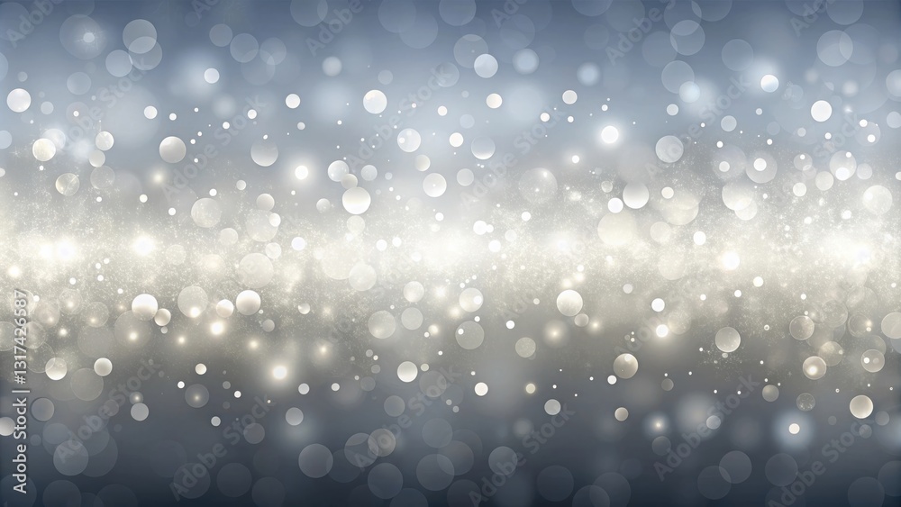 Fototapete Abstract Silver and White Bokeh Background with a Gradient Effect of Blurred Circles and Sparkling Dust