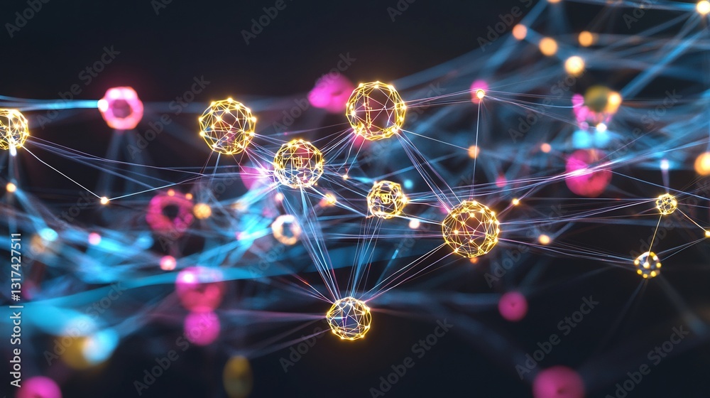 Fototapete conceptual rendering of machine learning business showcasing symbolic nodes flowing connections for 