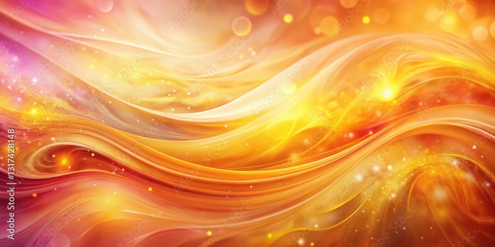 Poster A shimmering abstract design with flowing golden waves and sparkling particles, creating a vibrant and dynamic backdrop