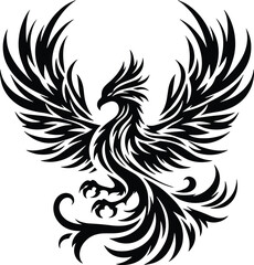 Phoenix bird silhouette, Tribal Phoenix bird Tattoo, Design, art