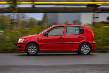 Fototapeta premium Illegal car racing in the city, speeding caught on camera