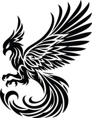 Phoenix bird silhouette, Tribal Phoenix bird Tattoo, Design, art