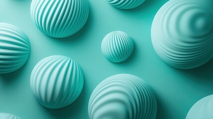 Elegant Teal 3D Spheres on a Mint Background, Symbolizing Serenity and Modern Design. Perfect for website banners, social media posts, and minimalist branding.