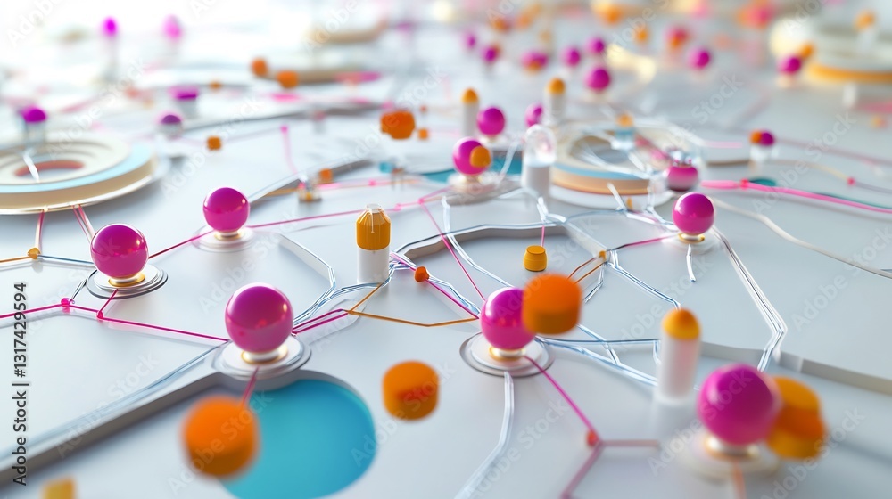 Poster Conceptual rendering of resource allocation symbolic nodes abstract pathways representing optimization