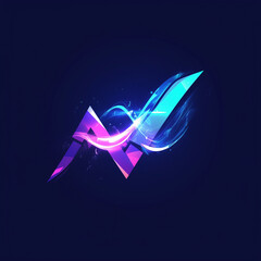 "A sleek soundwave logo, neon blue and purple audio waveform in a modern style, high-tech and futuristic branding, dynamic energy, sharp and clean lines 