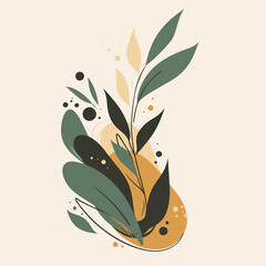 "A nature-inspired minimalist logo, abstract leaf and wave design, earthy green and beige tones, eco-friendly branding, organic and clean look