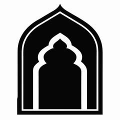 Islamic window shape silhouette vector on white background