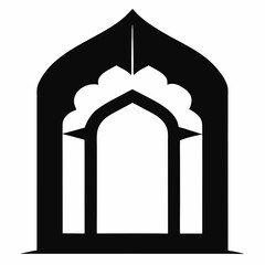 Islamic window shape silhouette vector on white background