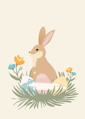 easter bunny with easter eggs