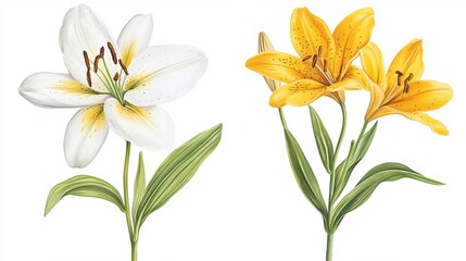 Obraz premium Whiteyellow lily isolated