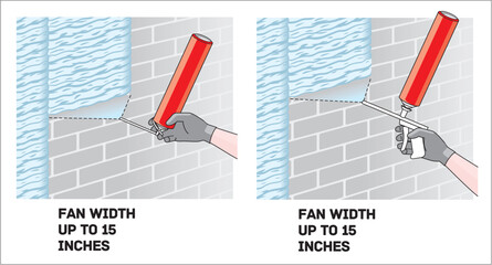 Instructions for using a foam spray for insulation with different nozzles