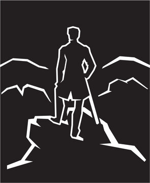 The wanderer over the sea of fog. A simple version of an old painting