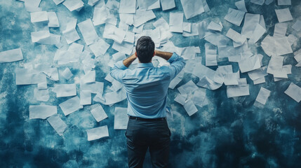 Concept businessman hold tax text bubble, character man taxation freedom, business assistance flat vector illustration banner.