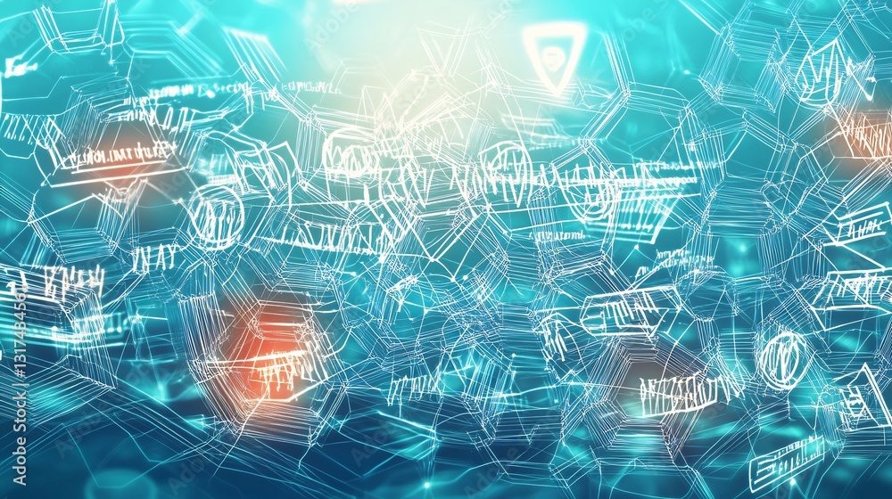 Aufkleber Conceptual visualization of intellectual property showcasing interwoven geometric form symbolizing patents trademarks copyrights