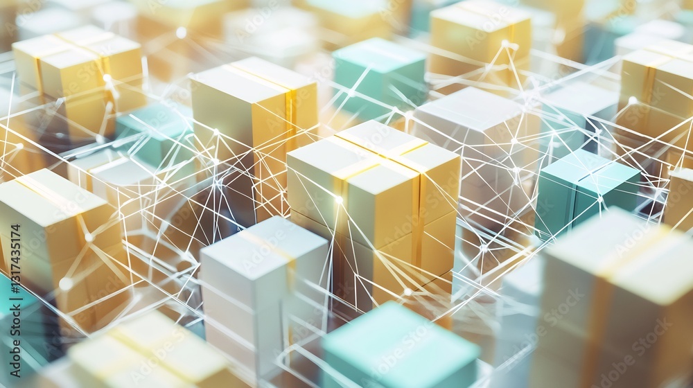 Aufkleber Conceptual visualization of logistics ecommerce showcasing interconnected pathway geometric form delivery network