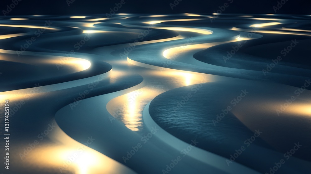 Poster Conceptual visualization of leadership principles showcasing abstract guiding lights pathways representing vision direction