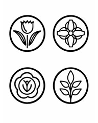 Variations of logos on the theme of flowers and summer
