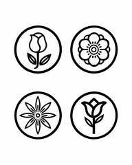 Variations of logos on the theme of flowers and summer