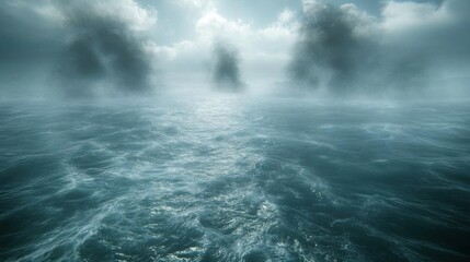 Obraz premium Ocean Mystery: Foggy Sea Landscape