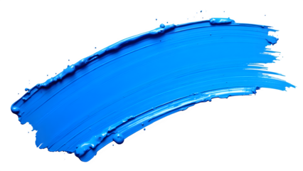 Blue paint brush stroke isolated on white or transparent png background.