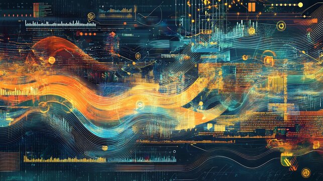 Conceptual visualization of regtech dynamic patterns symbolic layers representing regulatory compliance technologies