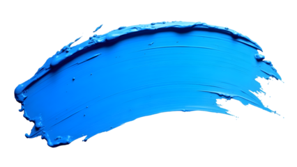 Blue paint brush stroke isolated on white or transparent png background.