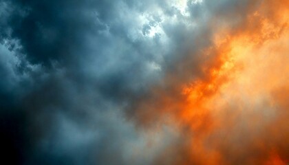 Obraz premium Dramatic Storm Sky with Dark Clouds and Orange Hues