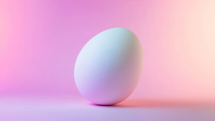 Pastel gradient Easter egg on pink and blue background