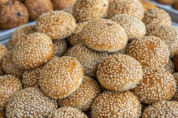 close up of thai donut dessert crispy fry with sweet sesame street food