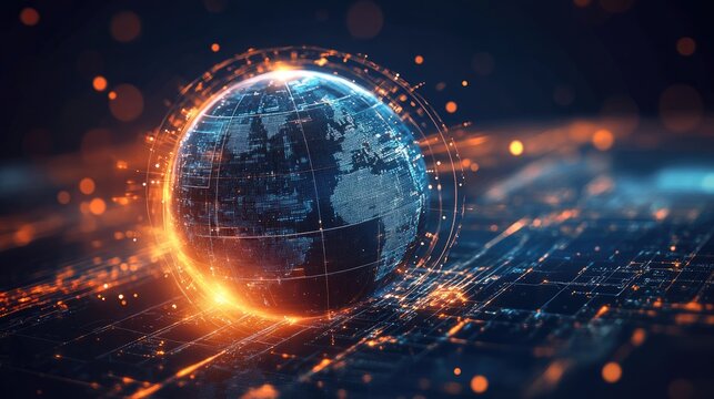 Earth digital network. Future technology and connection concept.
