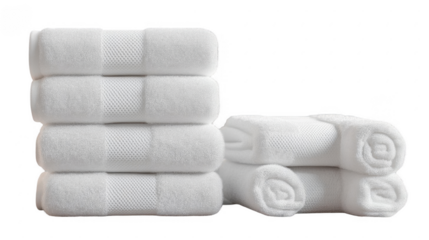 Stack of Soft White Towels for Spa or Bathroom Use and Decor