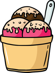 Ice cream cup doodle illustration vector