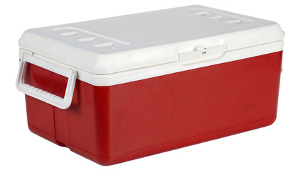 Red Rectangular Cooler with White Lid