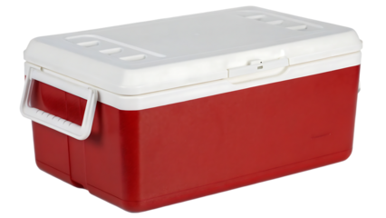 Red Rectangular Cooler with White Lid