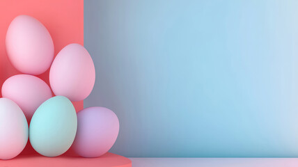 Pastel Easter Eggs on a Two-Tone Background