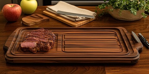 raw meat on a wooden board