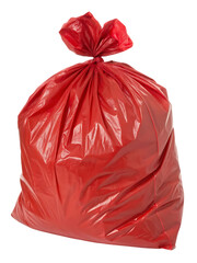 Tied Red Plastic Garbage Bag