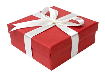 Red Gift Box with White Ribbon Bow