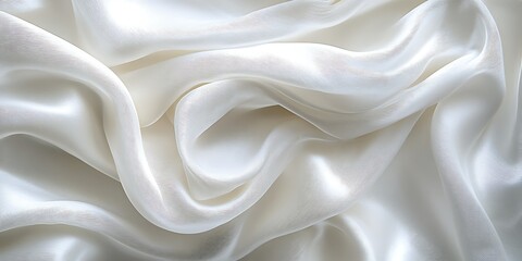 Obraz premium White silk fabric, soft folds, close-up texture