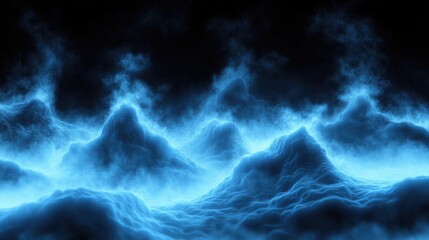 Glowing Blue Foggy Mountains