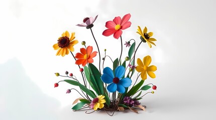 Obraz premium Artistic Floral Array: A vibrant arrangement of multi-colored artificial flowers, showcasing artistic flair and a burst of hues