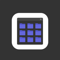 file folders icon in dark flat design