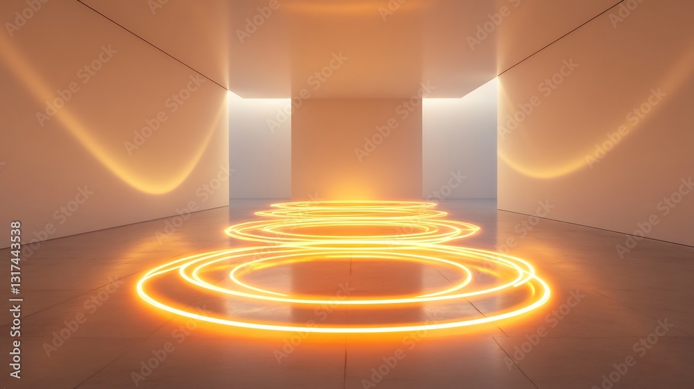 Fototapete empathy visualized overlapping warm glowing circles radiating calming light in a minimalist space