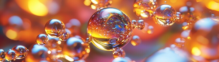 Abstract colorful spheres, bokeh background, vibrant, science, technology