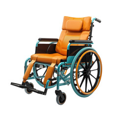 Fototapeta premium Blue and Orange Wheelchair Isolated On Transparent Background 