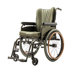 Fototapeta premium Olive green Wheelchair Isolated On Transparent Background 