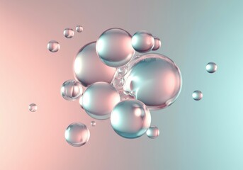 Abstract composition of translucent bubbles on a soft pastel background