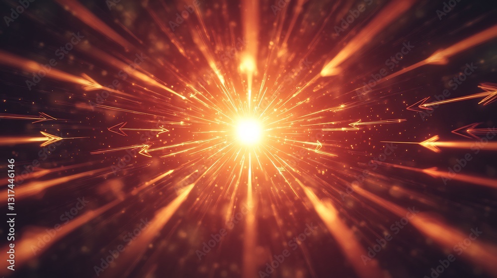 Poster gotomarket strategies visualized radiant arrows converging a glowing central point